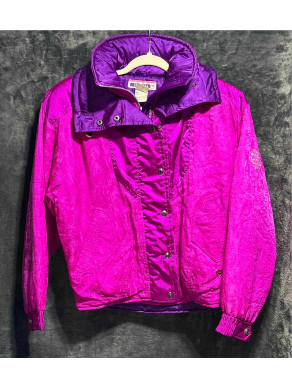 Vintage Obermeyer Ski Jacket Womens 8 Pink Purple Retro 80s 90s Puffer Coat EUC